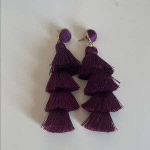 BaubleBar Elegant Long Purple Tassel Earrings